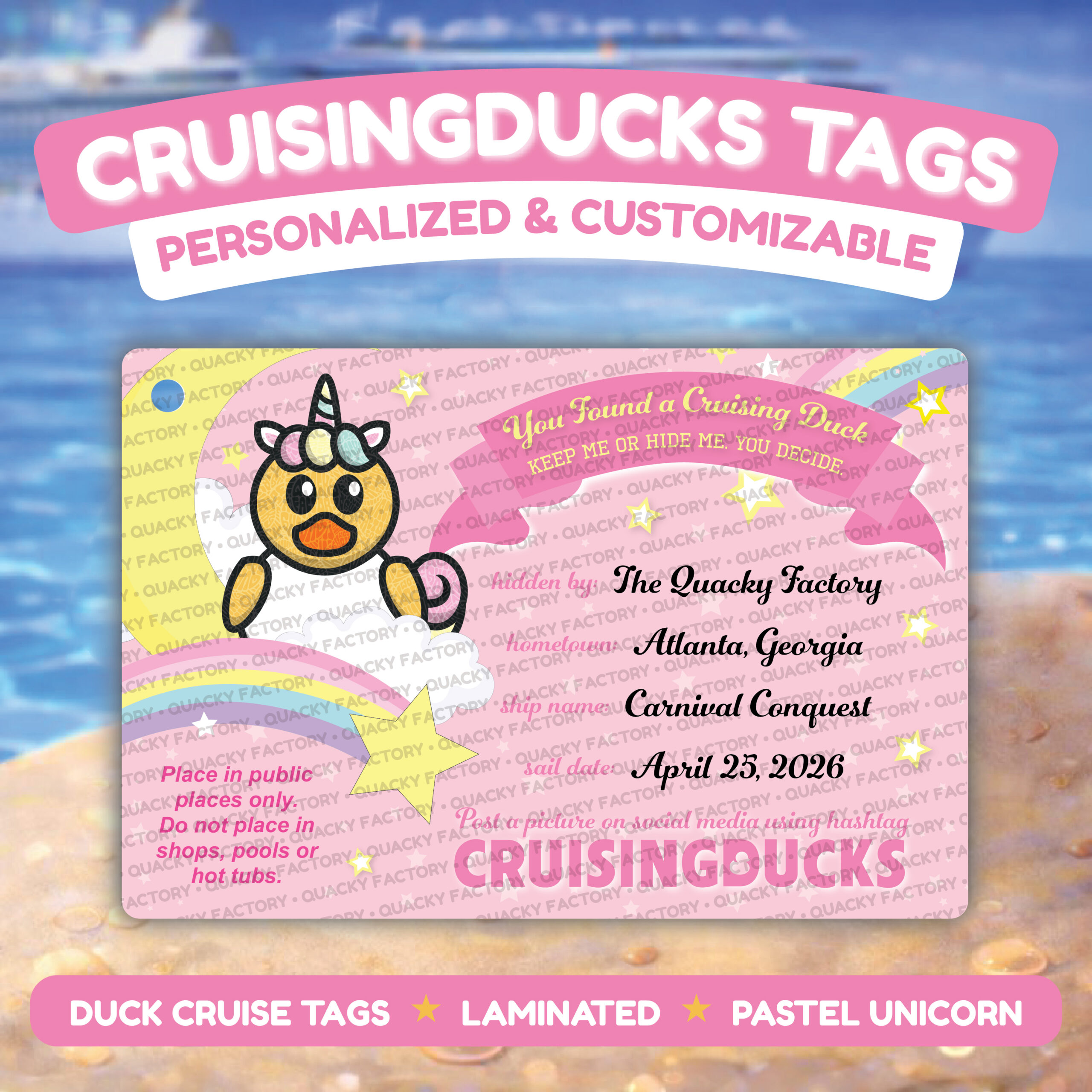 CrusingDucks Tags - Pastel Unicorn Duck - 2052