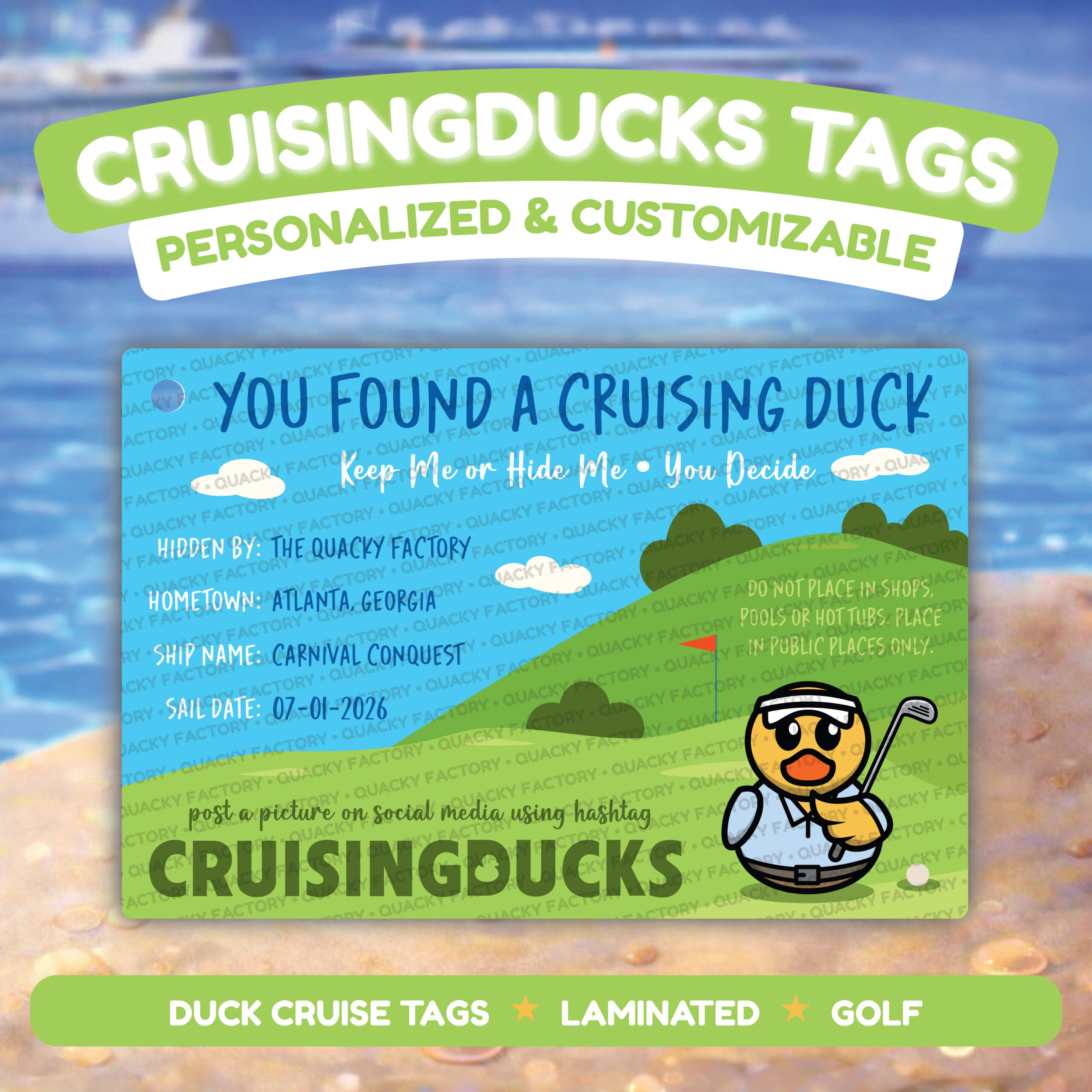 CrusingDucks Tags - Golf Duck - 2071