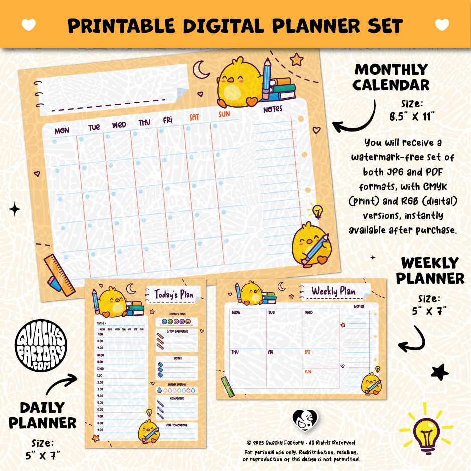 Quacky Factory - Chickens - Printable Digital Planner Set (34521-344484)